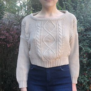Cropped cable-knit sweater